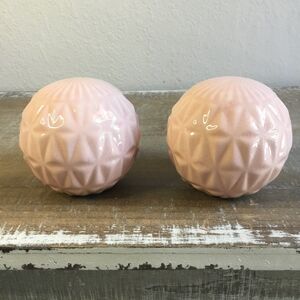 4” Ceramic pink orb decor with triangular geometric pattern